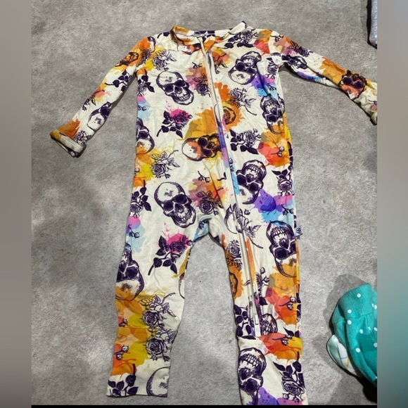 Little bum bums bamboo Halloween skull print‎ romper